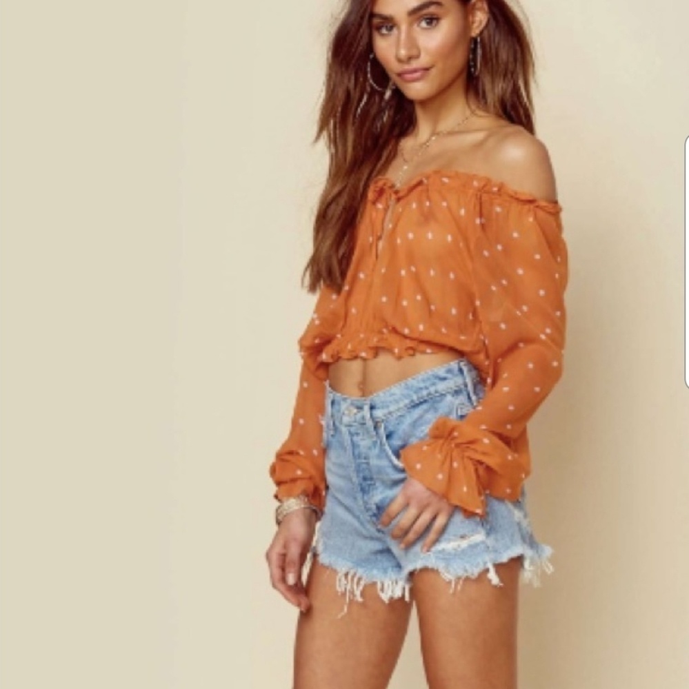 ❌SOLD❌ For Love and Lemons Polka Dot Blouse Top - Picture 1 of 8